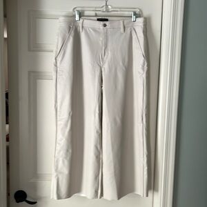 NWT Banana Republic leather cream wide leg crop pants